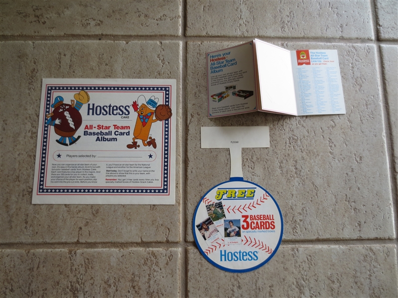 The Hostess baseball card package with albums, checklists, and display promo
