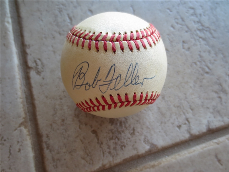 Autographed Single Signed Lou Boudreau and Bob Feller baseballs---each on the sweet spot
