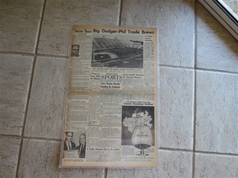 (2) Laminated Historical Los Angeles Dodgers Newspapers from 1958 and 1963