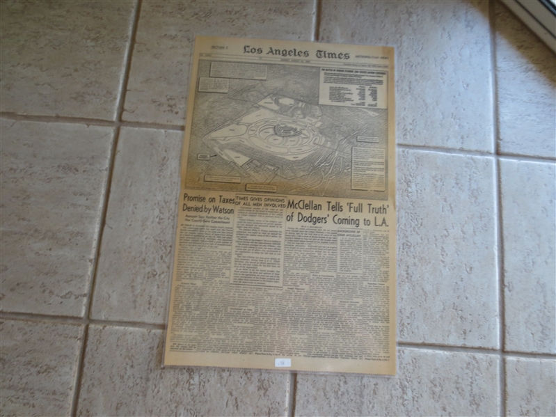 (2) Laminated Historical Los Angeles Dodgers Newspapers from 1958 and 1963