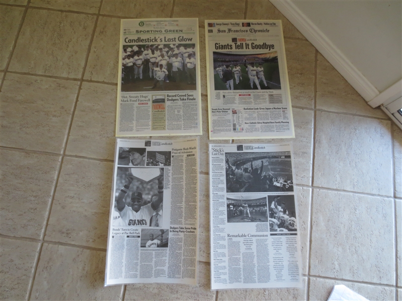 (3) different 1999 Historical San Francisco Giants Laminated Newspaper Pages