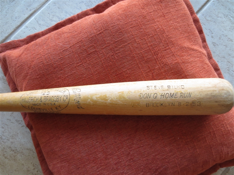 Unique Steve Bilko Game Used or Personal Commemorative Baseball Bat in 1953  WOW!