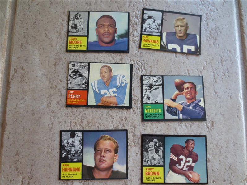 1962 Topps Football Card Complete Set in nice shape BUT A FEW CARDS HAVE BEEN COLORED!