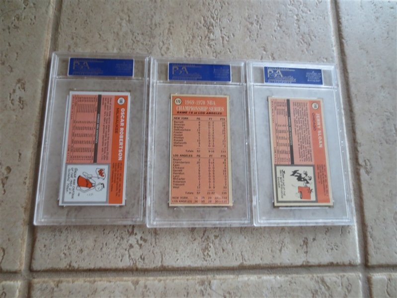 (3) 1970-71 PSA Graded Basketball Cards:  Oscar Robertson; Jerry Sloan; Playoff Game 6