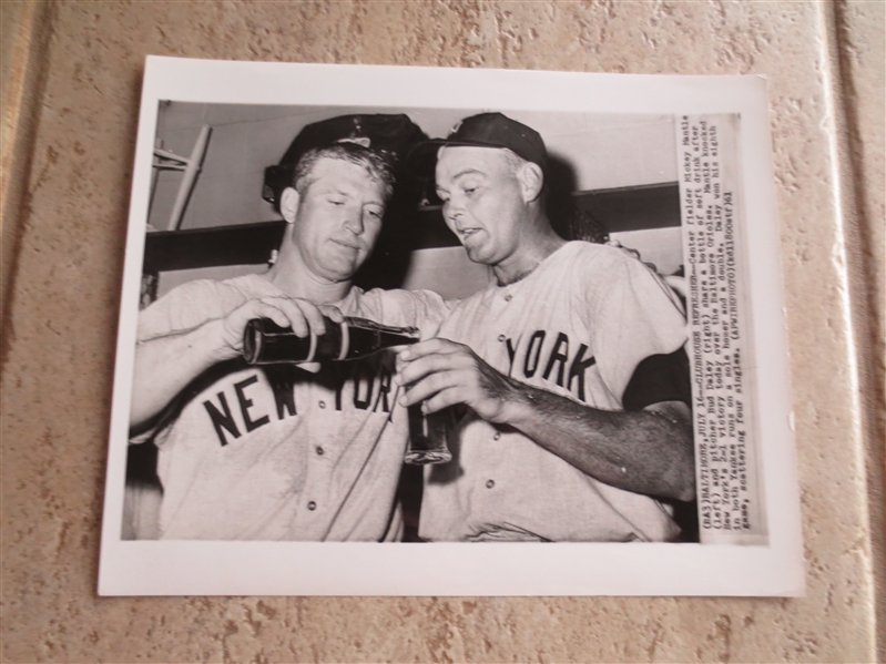 1961 Mickey Mantle Wire Photo where Mantle homers and doubles vs. Orioles