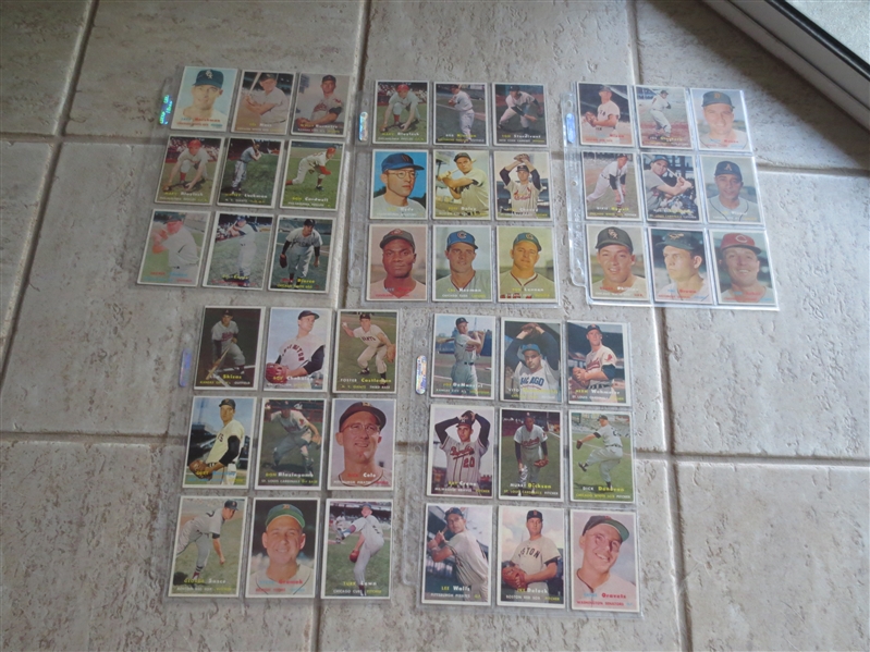 (45) different 1957 Topps baseball cards---no Hall of Famers