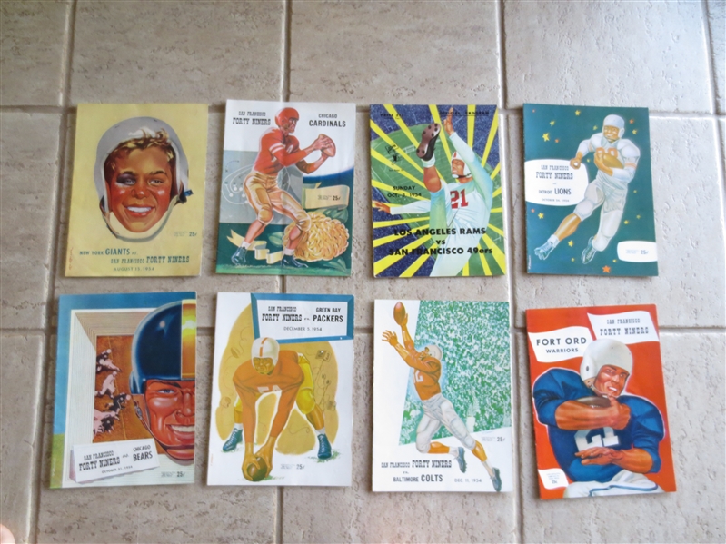 (8) different 1954 San Francisco 49ers football programs in great shape