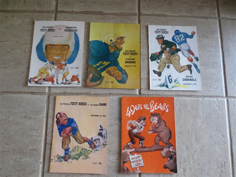 (5) 1955 San Francisco 49ers football programs:  8-7, 8-28, 9-4, 9-25, and 10-9 in great shape!
