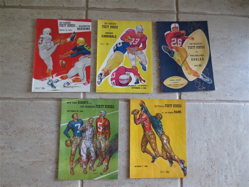 (5) 1956 San Francisco 49ers football programs:  8-26, 9-2, 9-23, 9-30, and 10-7