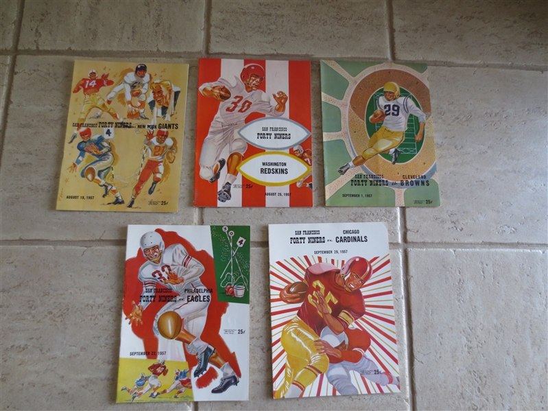 (5) 1957 San Francisco 49ers football programs: 8-18, 8-25, 9-1, 9-22, and 9-29