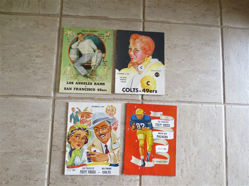 (4) 1957 San Francisco 49ers football programs in assorted conditions: 11-10, 11-24, 12-8, and 12-15
