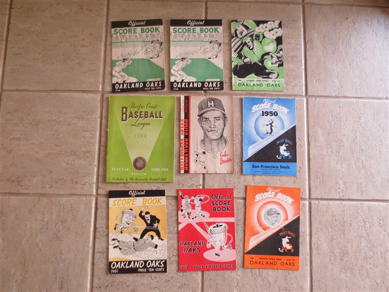 (9) 1940's-50's Pacific Coast League baseball programs in assorted conditions