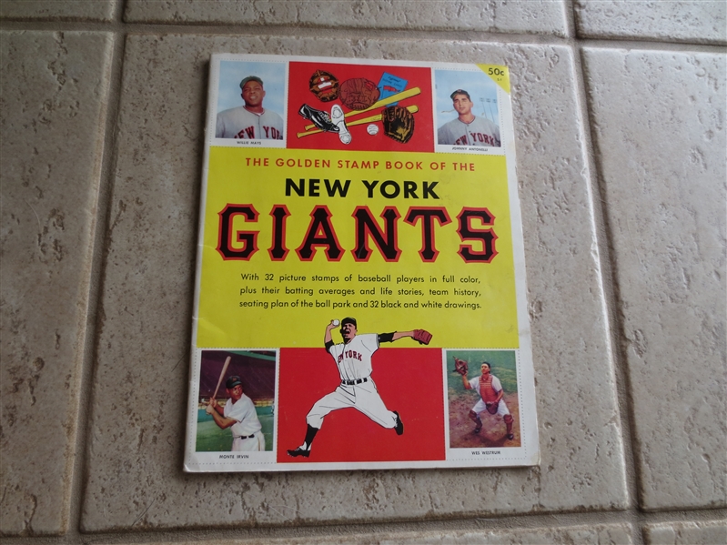 1955 New York Giants Baseball Golden Stamp Book with all stamps neatly inserted including Willie Mays