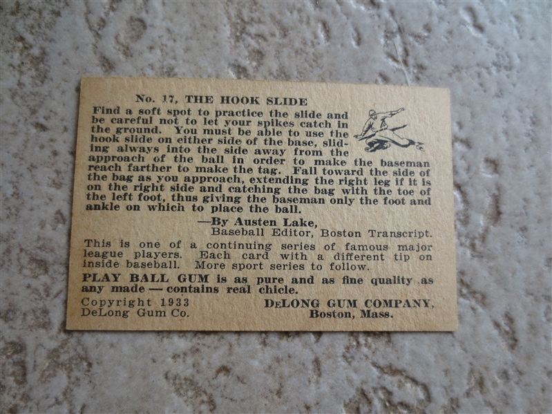1933 DeLong Pepper Martin baseball card #17 in very nice condition!