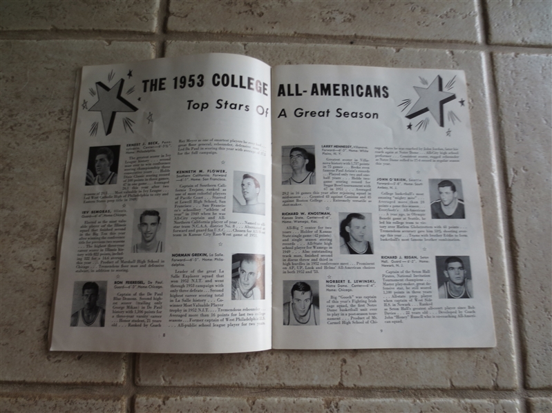 1953 College All-Americans vs. Harlem Globetrotters World Series of Basketball Program