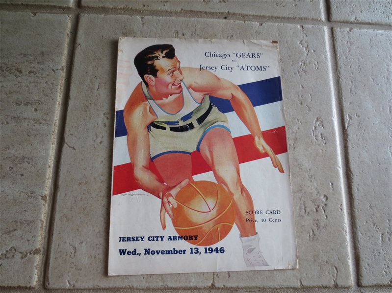 1946-47 NBL George Mikan rookie scored program:  Chicago Gears at Jersey City Atoms   RARE!!