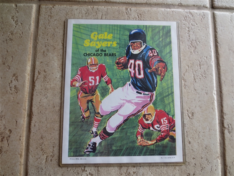1970 Topps Poster PROOF Insert of Gale Sayers  10 x 8  VERY RARE!