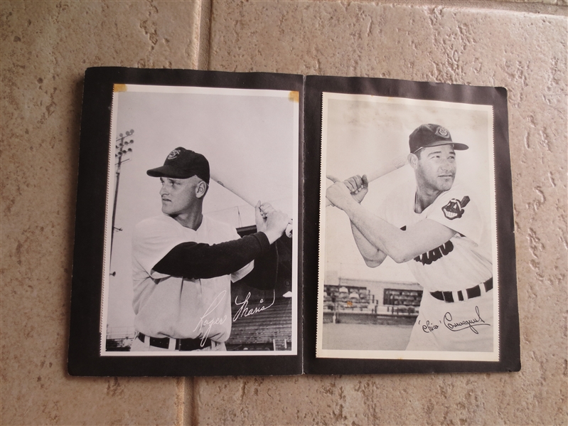 1957 Cleveland Indians Photo Album with 18 photos including Roger Maris and rookie Rocky Colavito
