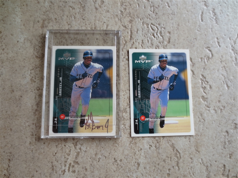 (2) 1999 Upper Deck Ken Griffey Jr. cards---one with silver signature and one without.  