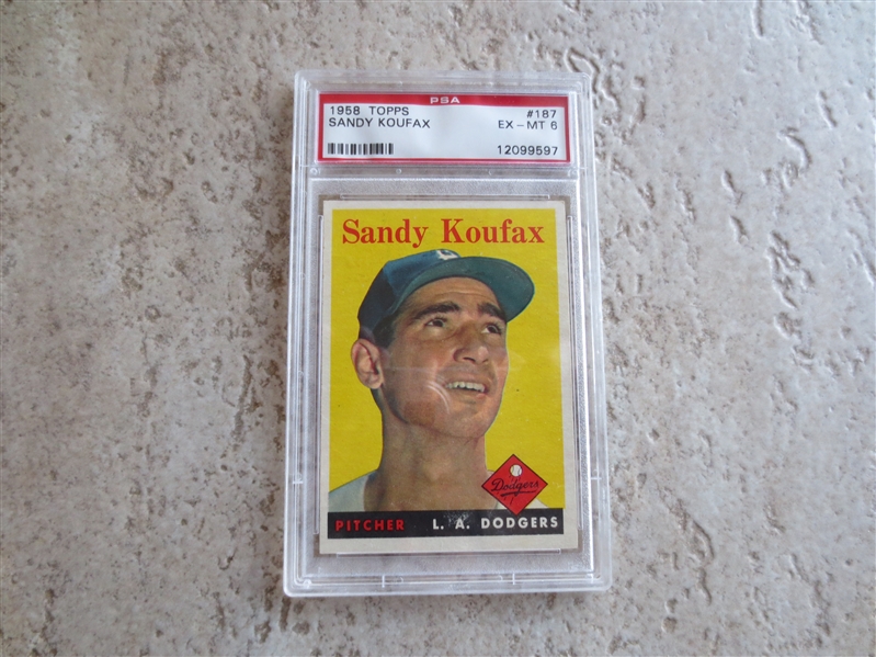 1958 Topps Sandy Koufax PSA 6 ex-mt baseball card #187