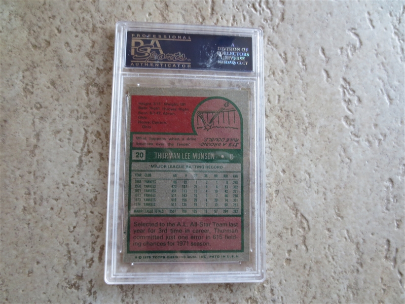 1975 Topps Thurman Munson PSA 8 nmt-mt baseball card with no qualifiers #20