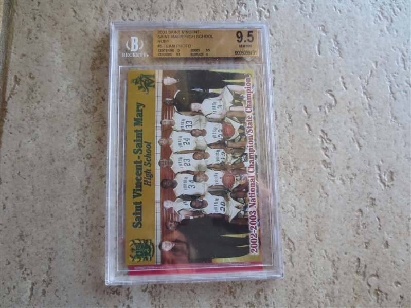 2003 Saint Vincent Saint Mary High School Ruby LeBron James #5 Team Photo Beckett 9.5 GEM MINT basketball card