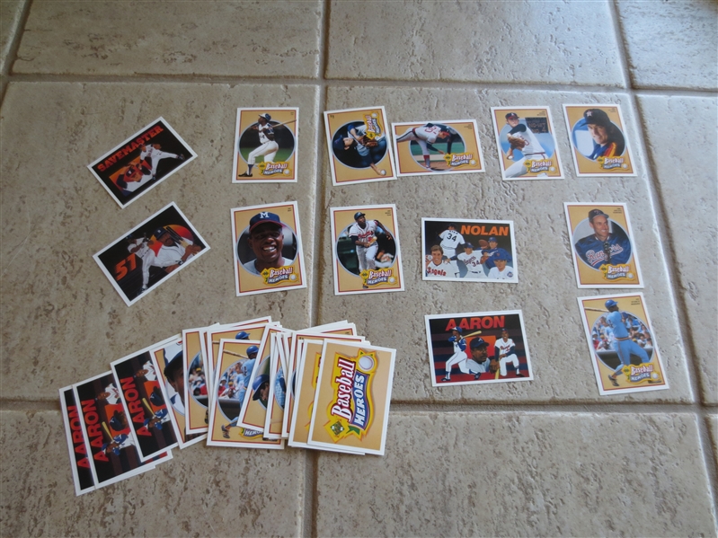 (33) 1990 Upper Deck Baseball Heroes Cards of Nolan Ryan and Hank Aaron