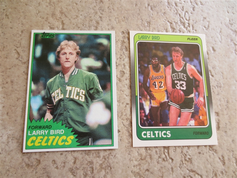 1981-82 Topps Larry Bird PLUS 1988-89 Fleer Larry Bird basketball cards in great condition!