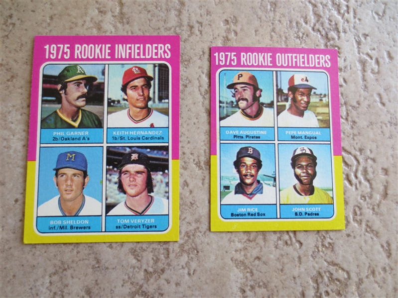 1975 Topps Mini Jim Rice rookie baseball card PLUS 1975 Topps Keith Hernandez rookie card in beautiful condition!