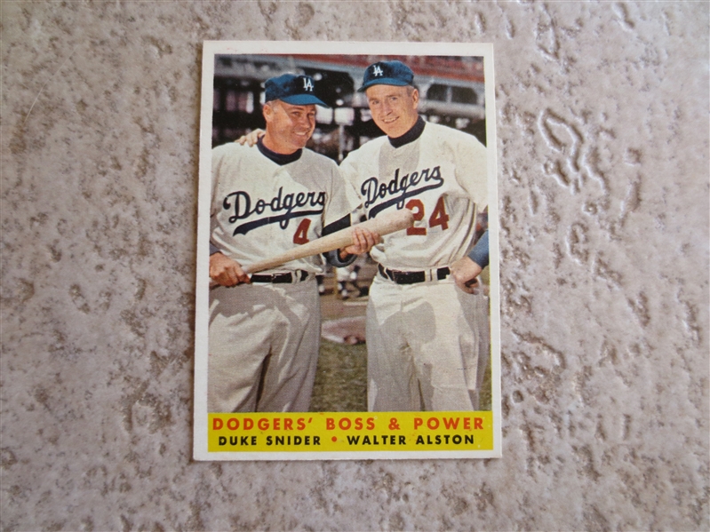 1958 Topps Dodgers' Boss & Power Duke Snider/Walter Alston baseball card in very nice shape!