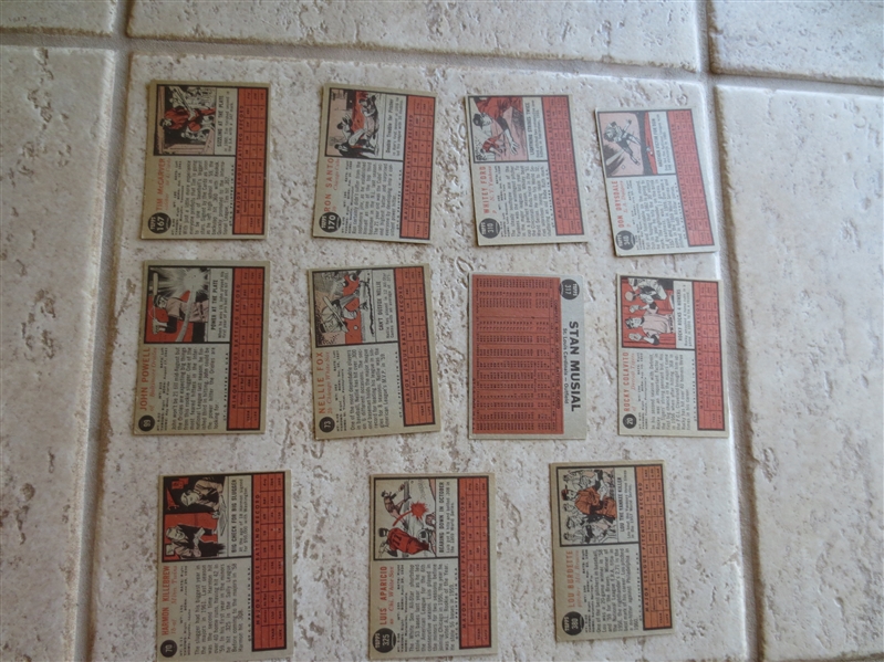 (11) 1962 Topps Superstar baseball cards in affordable and assorted conditions