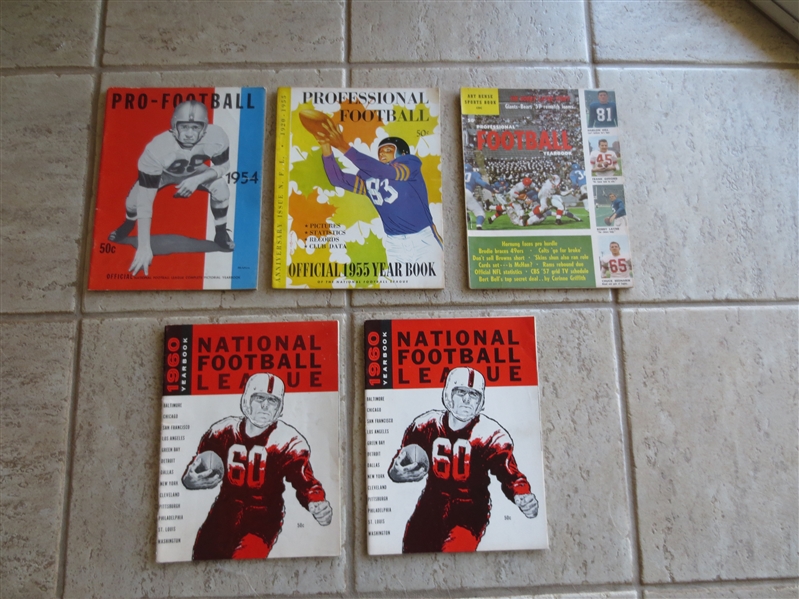 Five Issues of the Official National Football League Complete Pictorial Yearbook by Big League Books