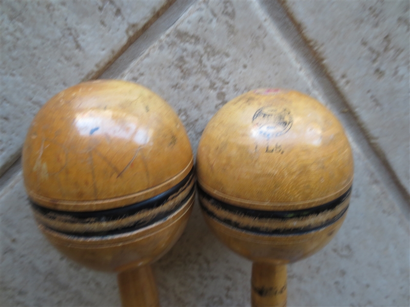 (2) Circa 1910 Spalding Weightlifting Dumbbells  NEAT!
