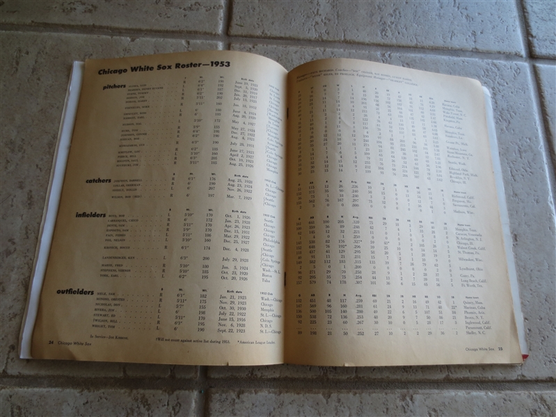 1953 Chicago White Sox baseball yearbook