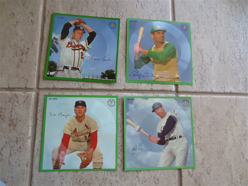 (8) different 1964 Auravision Records including Whitey Ford, Warren Spahn, Rocky Colavito and Don Drysdale