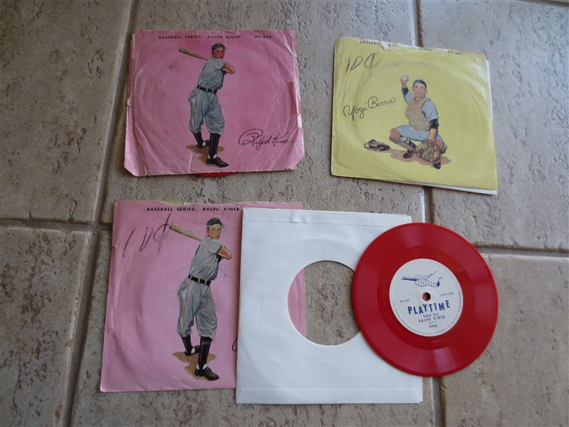 (3) 1950's Yogi Berra and Ralph Kiner Records by Playtime---unusual