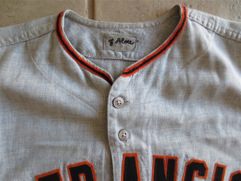 1965 Jesus Alou Game Worn San Francisco Giants Road Jersey #14 Spalding Size 42  WOW!