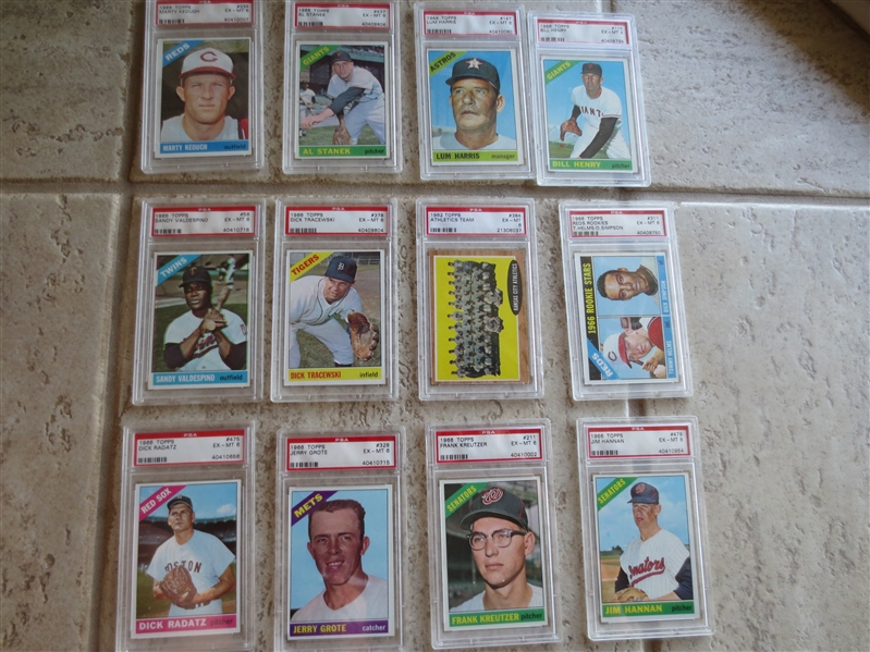 (21) different 1966 Topps Baseball Cards All Graded PSA 6 ex-mt