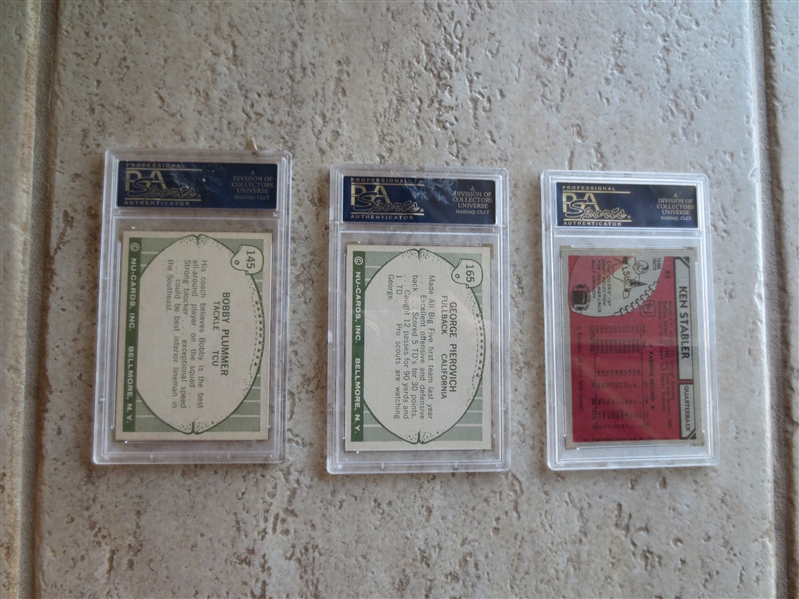 (3) Vintage Football cards ---all graded PSA 8 nmt-mt with NO Qualifiers