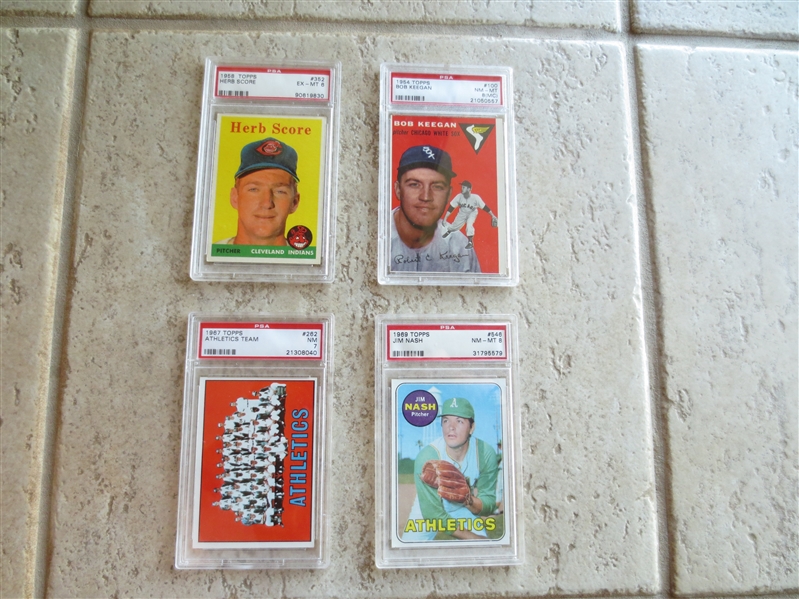 (4) high grade PSA vintage baseball cards