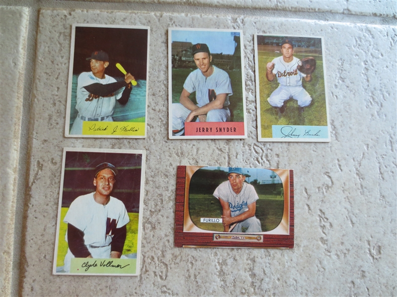 (5) 1954 and 1955 Bowman baseball cards in collectable condition