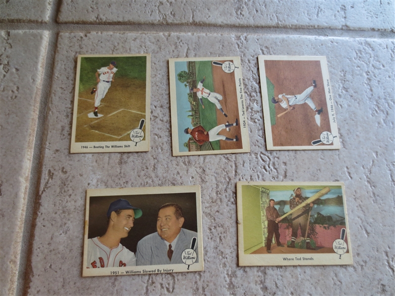 (5) different 1959 Fleer baseball cards in assorted condition