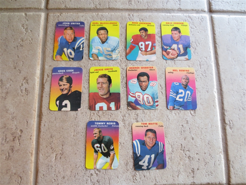 (10) different 1970 Topps Super Glossy Football Cards including John Unitas