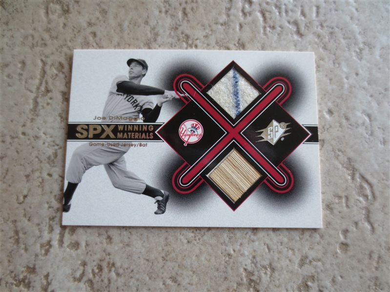 2001 Upper Deck SPx Winning Materials Joe DiMaggio Game Used Jersey /bat Baseball Card