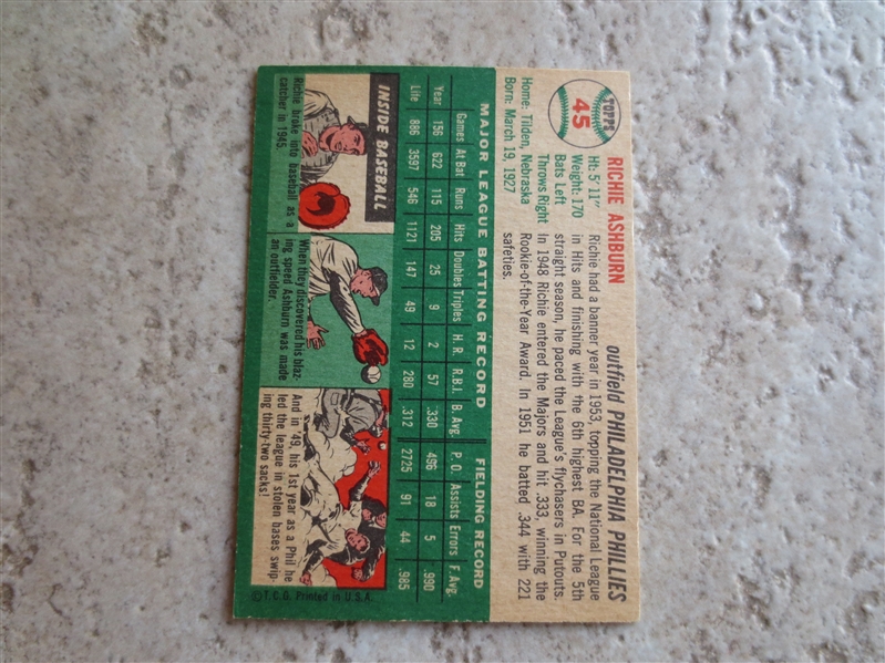 1954 Topps Richie Ashburn baseball card #45  Send to PSA?