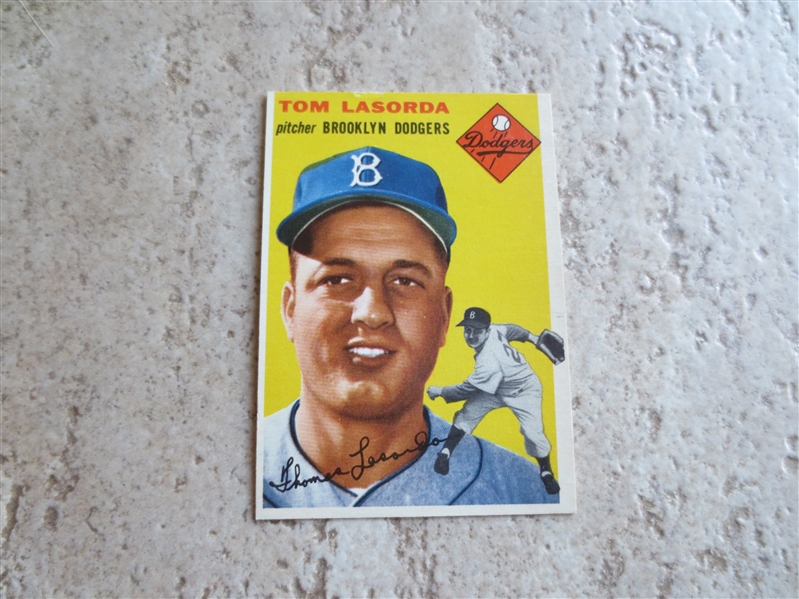 1954 Topps Tom Lasorda rookie baseball card #132  in beautiful condition