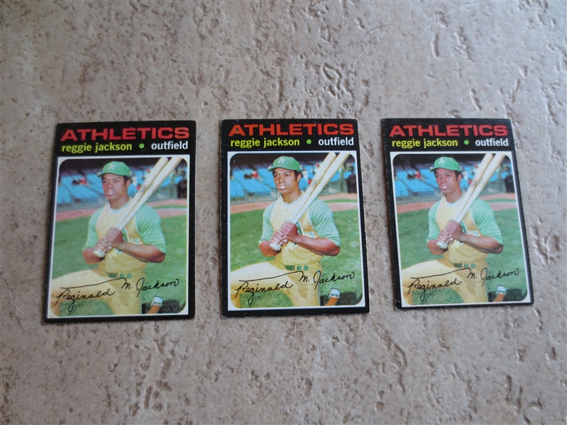 (3) 1971 Topps Reggie Jackson baseball cards in nice condition #20