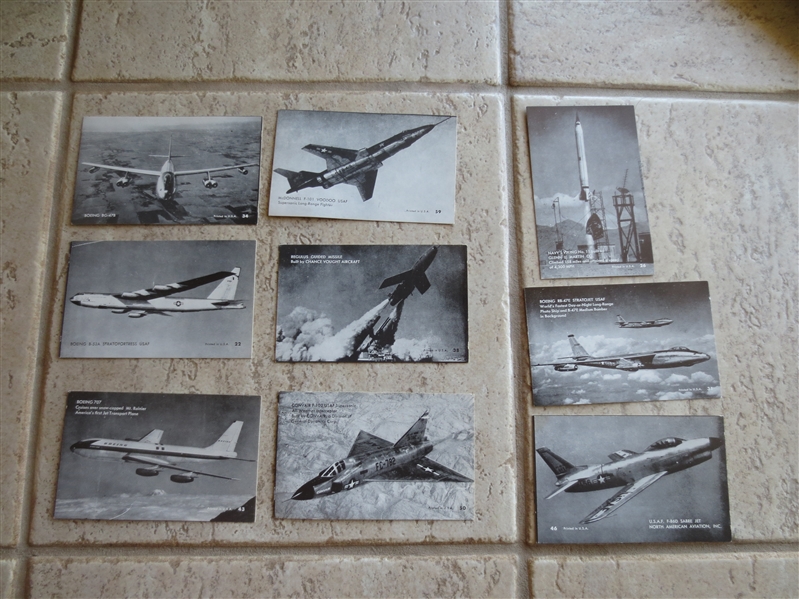 (9) 1950's Aircraft Cards from the Santa Cruz Beach Boardwalk