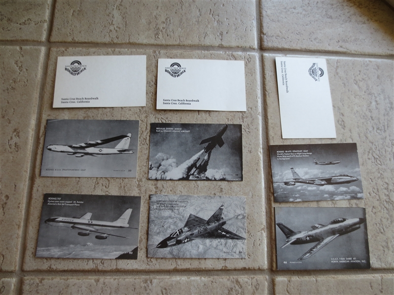 (9) 1950's Aircraft Cards from the Santa Cruz Beach Boardwalk