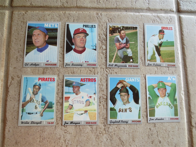 (8) 1970 Topps Hall of Famer Baseball Cards in Beautiful Condition including Hunter, Morgan and Stargell